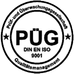 Zertifizierungs-Siegel der PÜG gemäß DIN EN ISO 9001